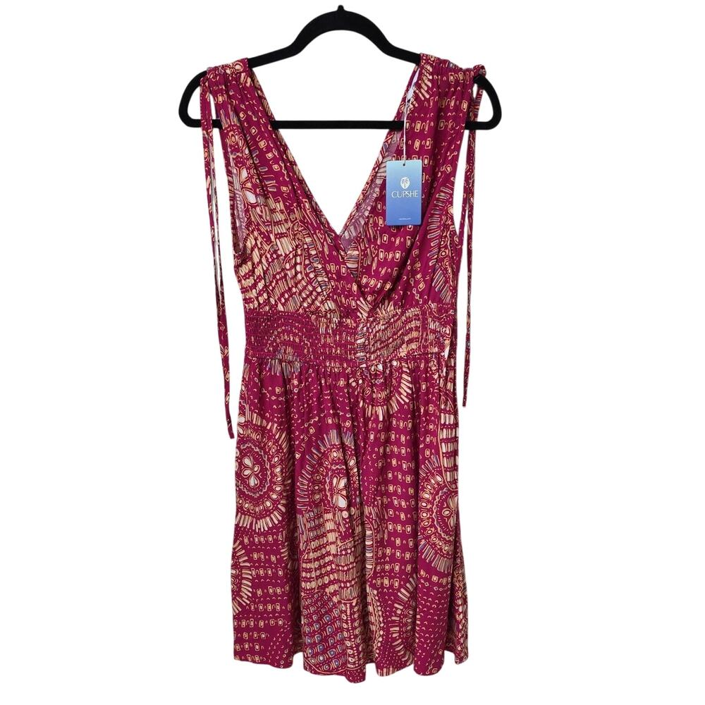 Cupshe Vibrant Boho Print Sleeveless V Neck Abstract Mini Dress Womens Small NWT